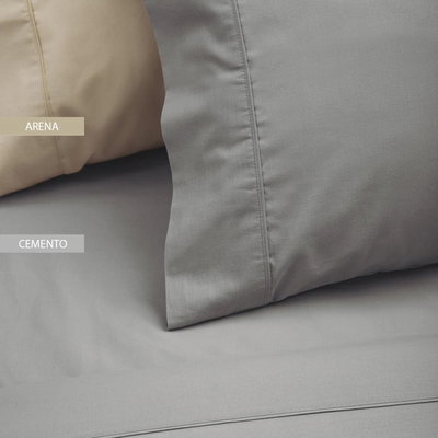 Juego de Sábanas 2 1/2 Plazas cm 100% Algodón Palette Línea Look Basic Cemento