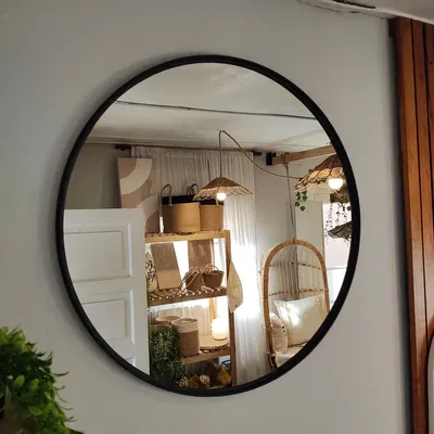 Espejo redondo 80cm Simil Hierro Negro