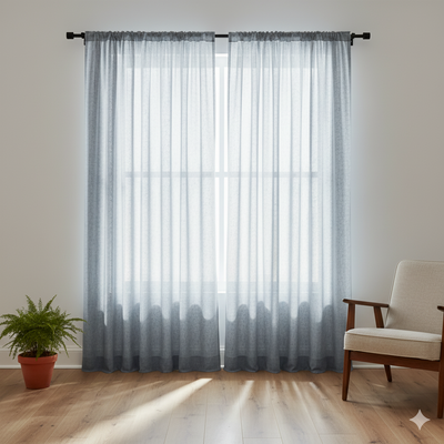JUEGO COMPLETO CORTINA DE GASA 2 PAÑOS DE 210X150CM GRIS PLOMO