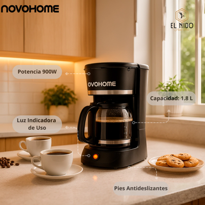 Cafetera Eléctrica De Filtro Novohome 900w 1.8Lts Anti Goteo