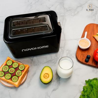 Tostadora Eléctrica Novohome 7 Niveles 2 Rebanadas 700w- Negra