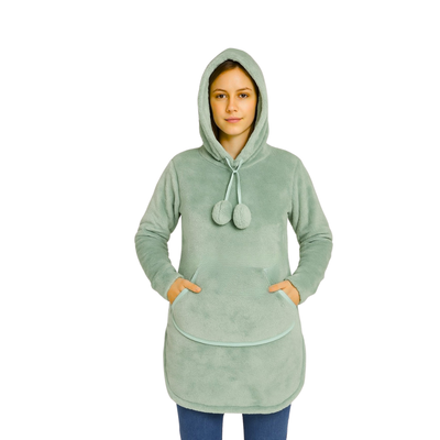 Maxi Buzo Teddy Pijama Corderito con Capucha