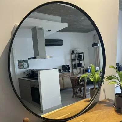 ESPEJO REDONDO 100CM SIMIL HIERRO NEGRO