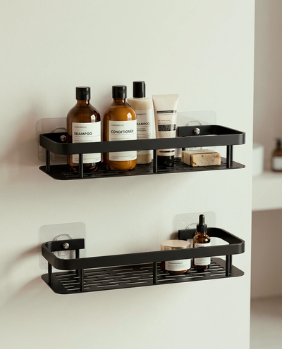 Set x2 Estantes Bolonia Recto Negro