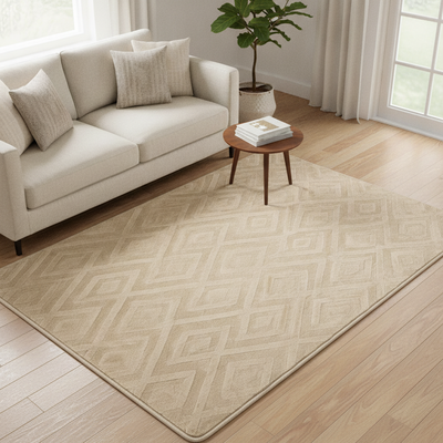 Alfombra 115x180cm cm pelo corto rombos beige