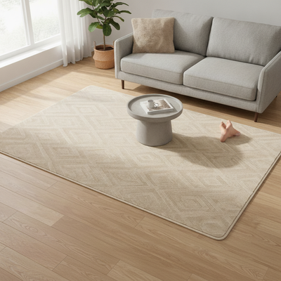 Alfombra 155x230cm cm pelo corto rombos beige