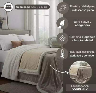 FRAZADA SUIZA DOBLE DE CORAL EMBOSS Y CORDERITO 2 1/2 - JEAN CARTIER 