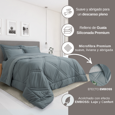 Acolchado 2 1/2 pl + 2 fundas + Juego de sábanas