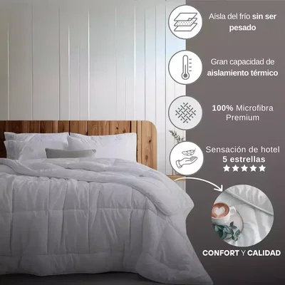 ACOLCHADO PLUMÓN QUEEN SIZE BLANCO MEDIO HOTELERO ABRIGADO PARA INVIERNO