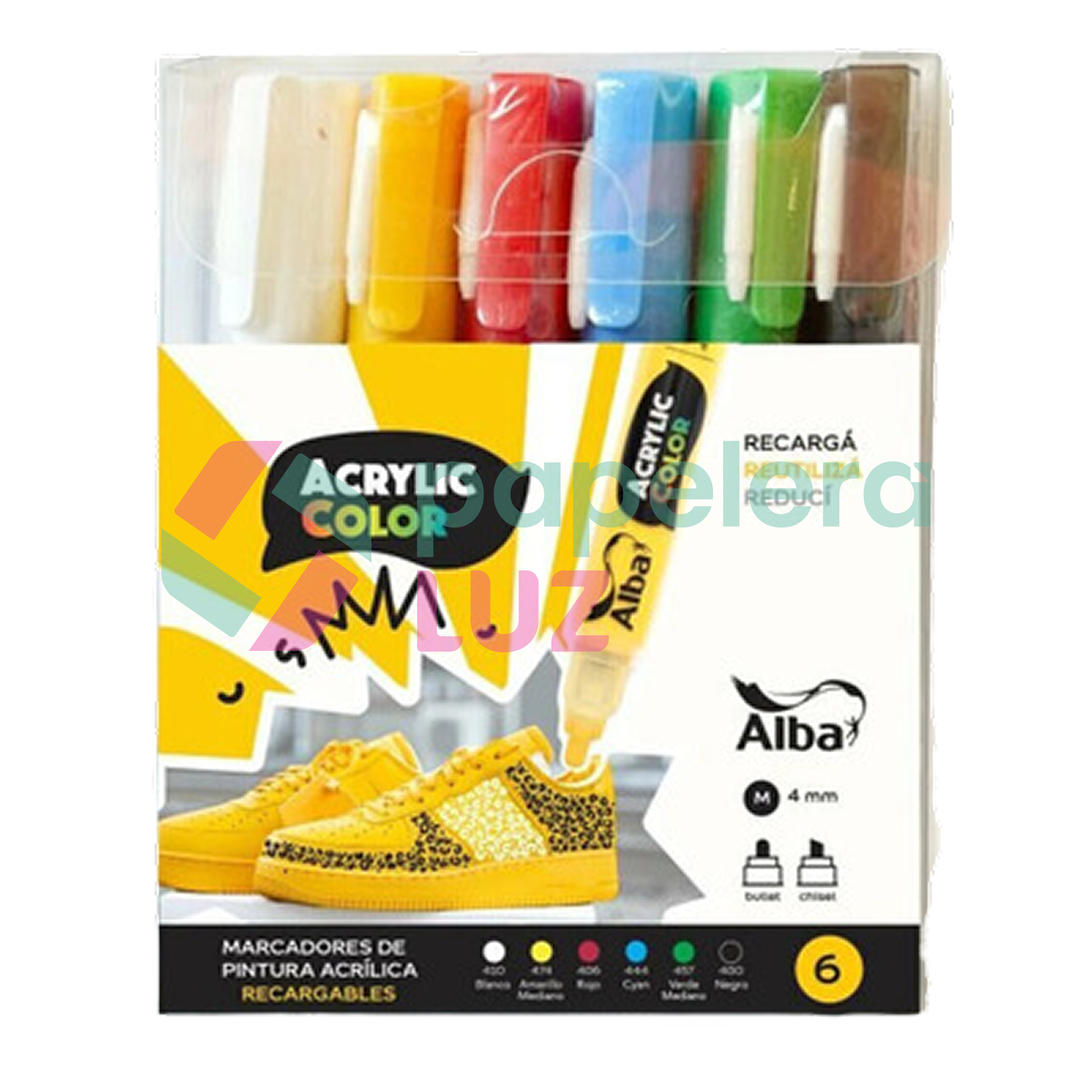MARCADOR ACRYLIC ALBA COLOR SURTIDO X6U | Papelera Luz - Donde la ...