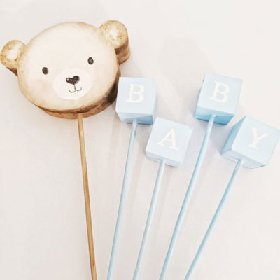 kit Topper Osito Acuarela Celeste