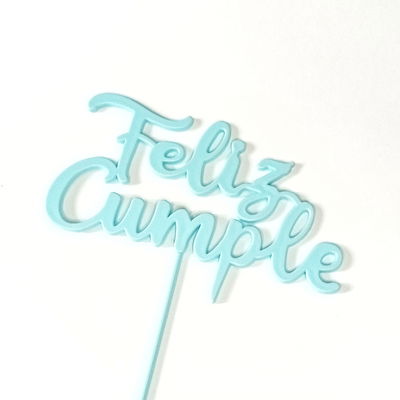 Topper Feliz Cumple Celeste Pastel