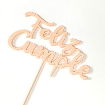 Topper Feliz Cumple Salmón Pastel