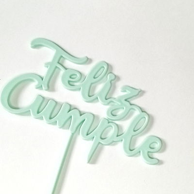 Topper Feliz Cumple Aqua Pastel