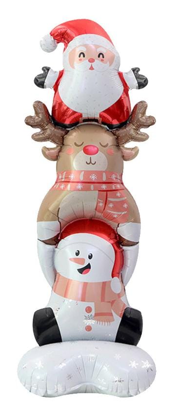 Globo Papa Noel, Reno y muñeco de nieve 145 cm