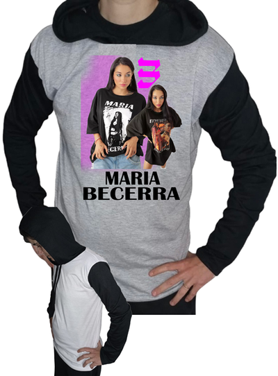 Remera CIS poliéster mangas largas con capucha María BECERRA