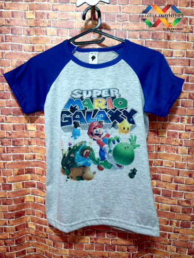 Remera poliester MARIO BROS GALAXI  Niños Talle 12