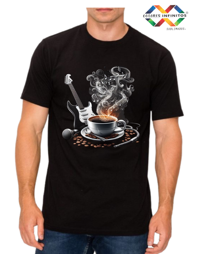 Remera Algodon Cis  GUITARRA y CAFE Talle XL