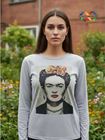 Remera CIS poliéster mangas largas FRIDA KAHLO