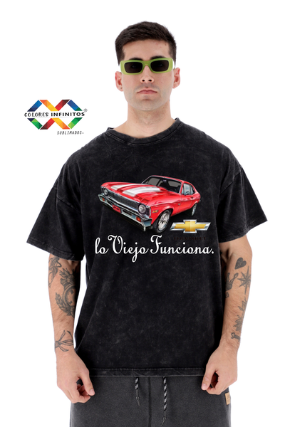 Remera Oversize Cis LO VIEJO FUNCIONA CHEVROLET Talle L