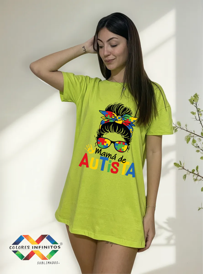 Remera Oversize Algodon Cis MAMÁ AUTISTA Talle L