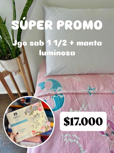 Combo 1½ manta luminosa + sábanas
