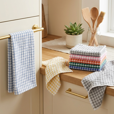 Repasador cuadrillé algodón x docena