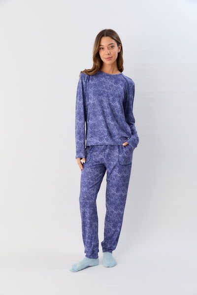 Pijama remera manga larga y pantalon Azul 663-25 Rebeca Sweet Victorian