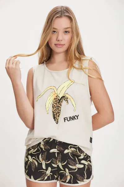 Pijama musculosa y short beige 611-21 funky Sweet Victorian