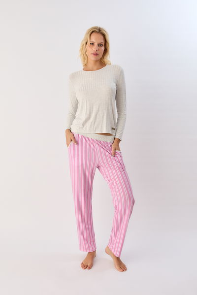 Pijama remera manga larga y pantalon 2660-25 Gris Melange Ames Sweet Lady