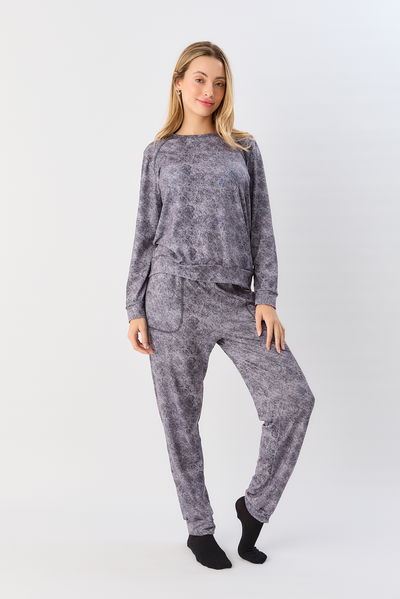 Pijama remera manga larga y pantalon 663-25 Gris Rebeca Sweet Victorian