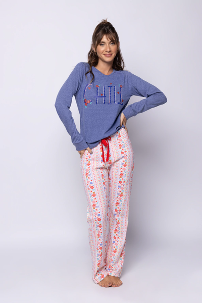 Pijama remera manga larga y pantalon 11743 So Chill So Pink