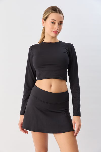 Crop top manga larga 7237-000 Negro Active Sweet Lady Sport