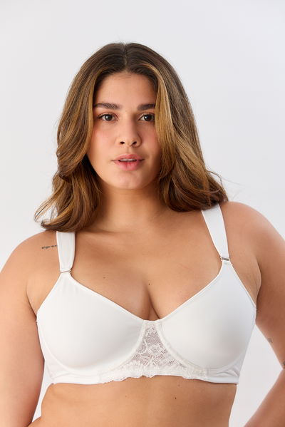 Corpiño semi reductor con aro base y bretel soft 295-71 Blanco Jazmin Sweet Lady