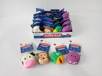 CAJA 24 JUGUETES DE GOMA CON CHIFLE RASCALS