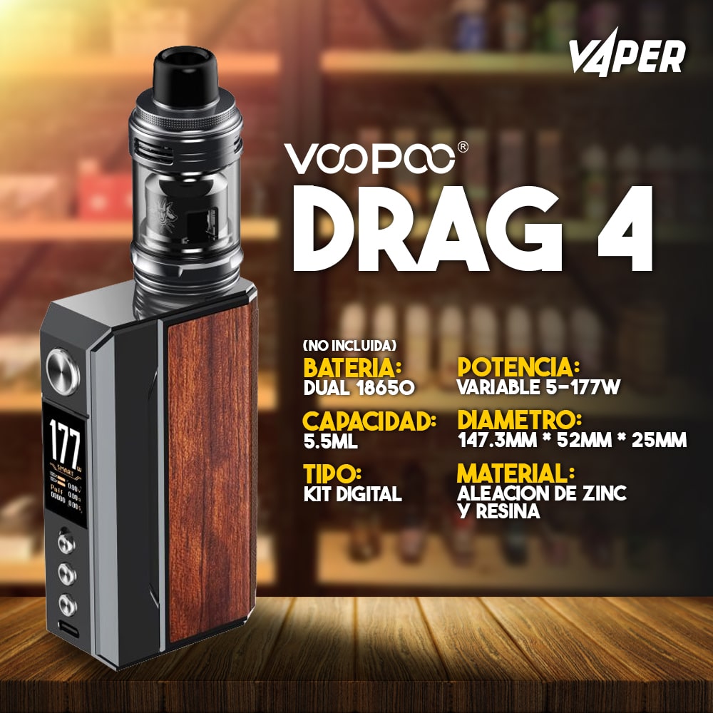 Voopoo Drag 4 Kit (Original) Baterias de Regalo | Vaper Soul