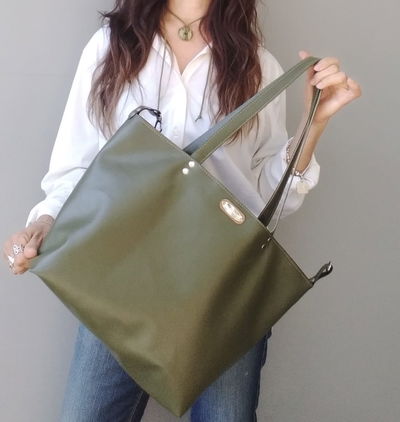Cartera Totebag verde XXL Zaira eco cuero