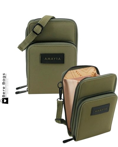 Bandolera phonebag verde oliva musgo Amayra