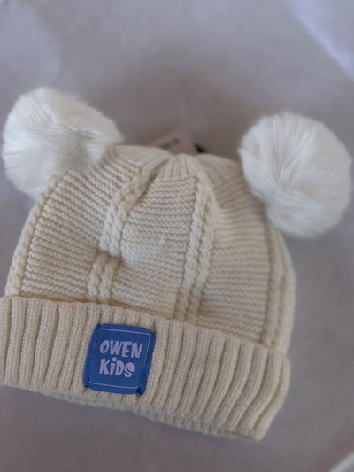Gorro  de lana con peluche y orejitas de 0 a 2 años 