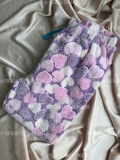 PANTALON POLAR CORAZONES VIOLETA