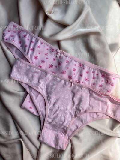 PACK X2 VEDETINAS ROSAS ESTAMPADAS