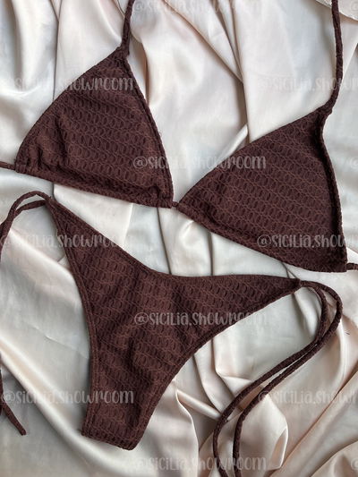 BIKINI CATALINA MARRON TEXTURADA