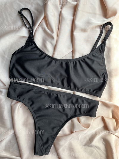 BIKINI OLIVIA METALIZADA NEGRA