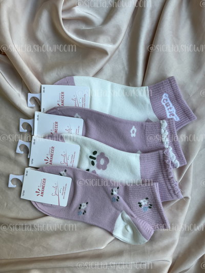 3 PARES DE MEDIAS FLORES