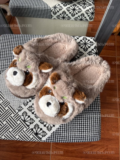 PANTUFLAS ANIMALITO CHOCO