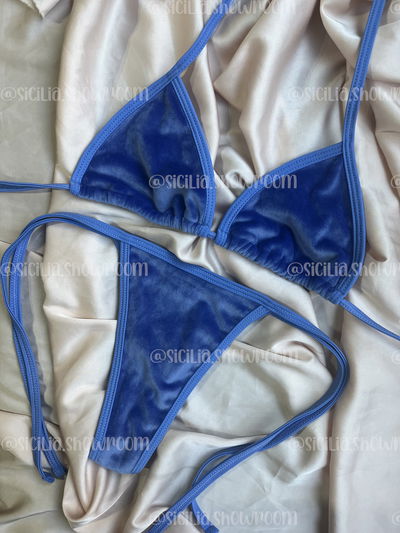 BIKINI TERCIOPELO CELESTE
