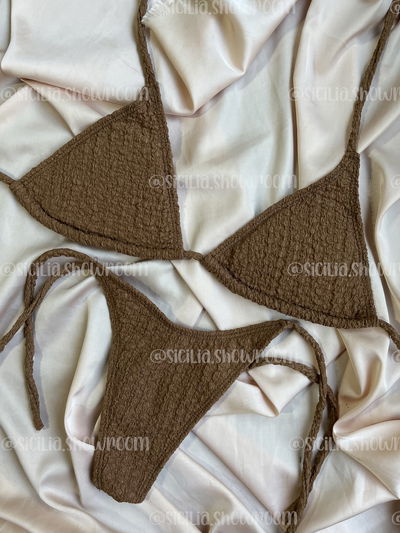 BIKINI PAME MARRON TEXTURADA