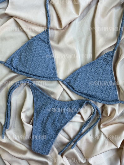 BIKINI PAME CELESTE TEXTURADA