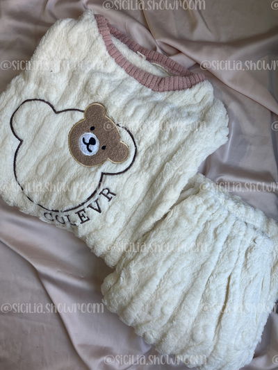 PIJAMA POLAR OSITO MARRON
