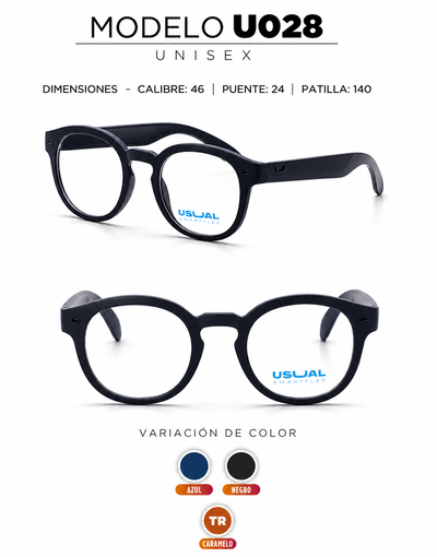 Anteojo Usual Smartflex U028 Unisex | Armazón Flexible Redondo